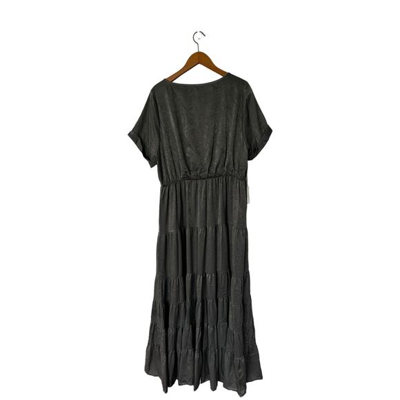 Joyfolie Mia Joy Kassondra Gray Boho Tiered Western Metallic Gray Maxi Dress 2x - Picture 3 of 3